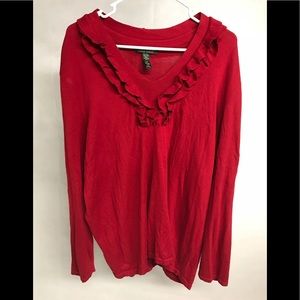 Ralph Lauren Silk Blend Red Ruffle Sweater 3X